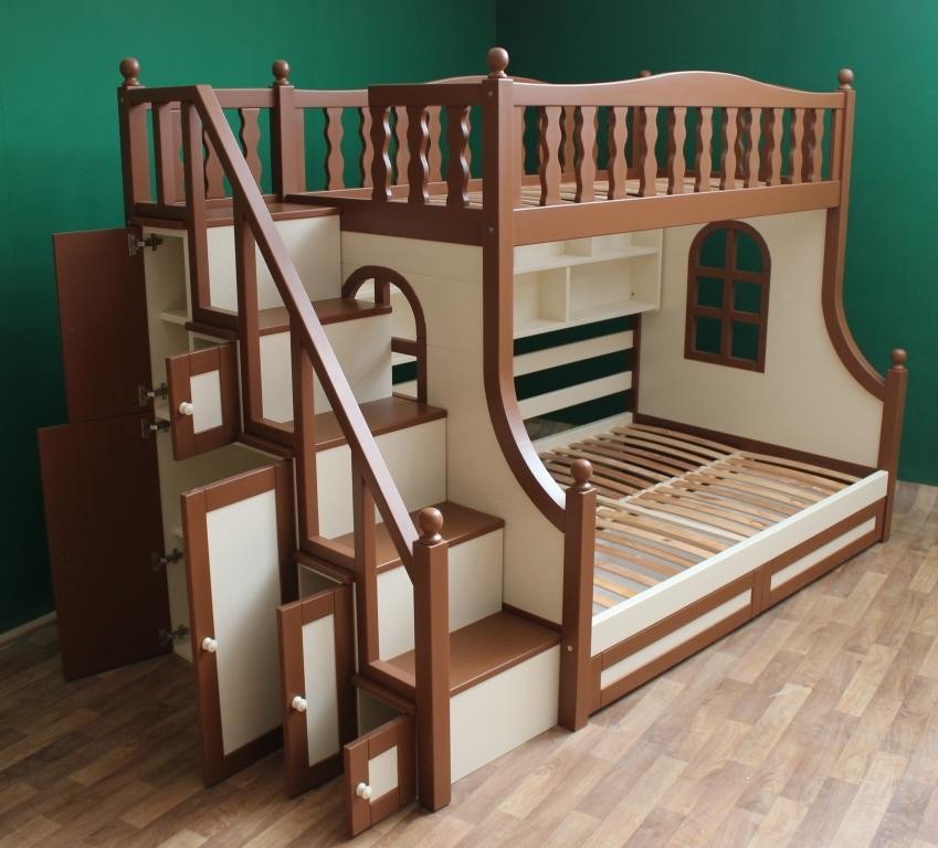 Дитяче двоярусне ліжко зі сходами